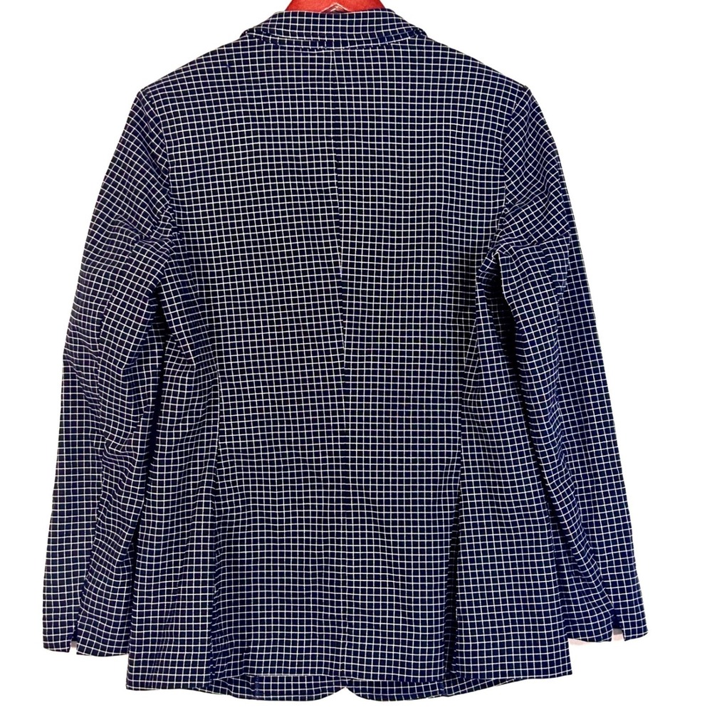 Anne Klein Blazer Jacket Women's Medium Navy Blue White Stretch 90s Office Siren - Picture 4 of 12